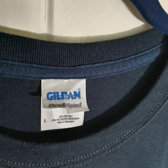 Hawaiian Honu Sea Turtle Graphic T-Shirt Gildan DryBlend Mens Large Black Navy - Picture 8 of 8